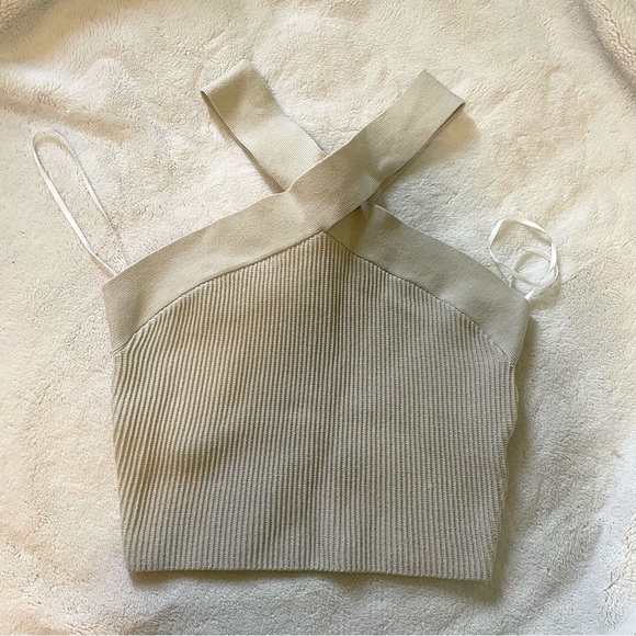 Sold Sculpt Knit Criss Cross Cropped Tank - Picture 1 of 3